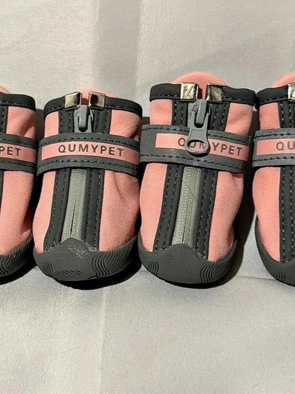 QUMYPET Dog Shoes Pink & Black Like New